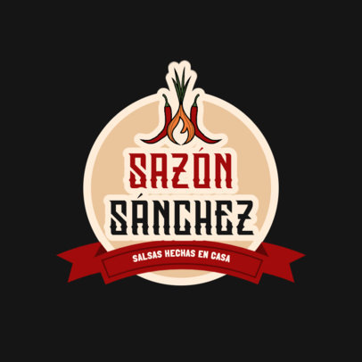 Homemade Sauce Brand Logo Template with Illustrated Ingredients