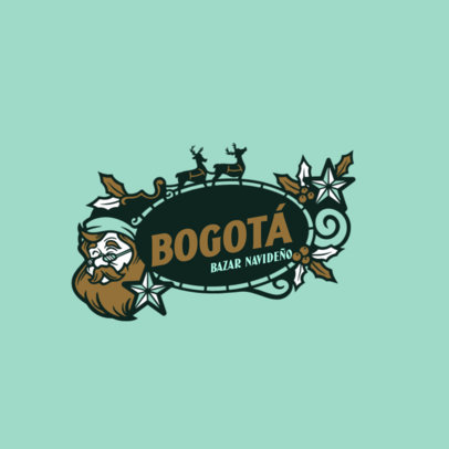 Logo Creator for a Christmas Market Featuring a Santa Claus Illustration