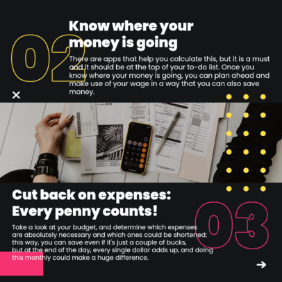 Instagram Post Template Featuring Tips for Healthy Finances