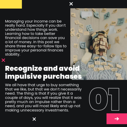 Instagram Post Template Featuring Customizable Text for Personal Finance Tips