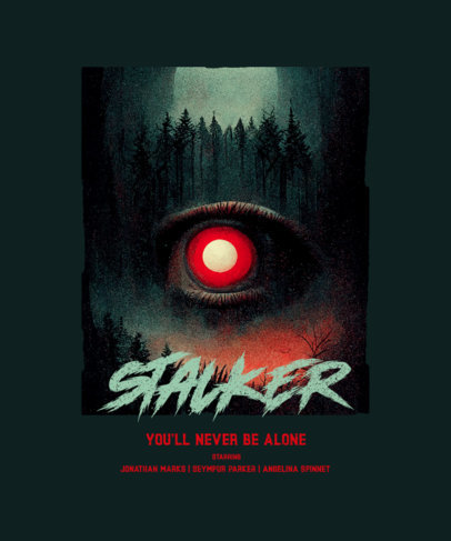 T-Shirt Design Template Featuring an AI-Generated Horror Movie Poster