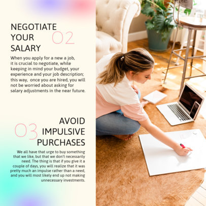 Instagram Post Generator Featuring Steps for a Successful Finance Management