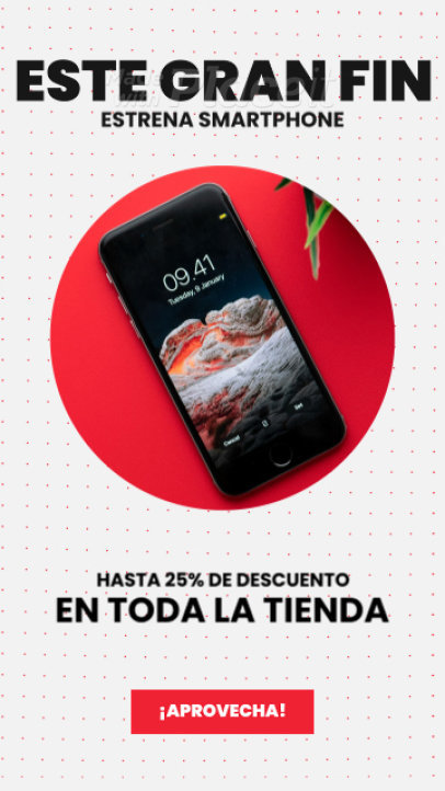 Instagram Story Video Creator Featuring a Gran Fin Sale for a Smartphones Store