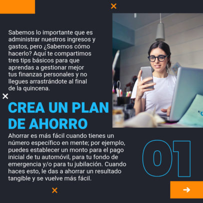 Instagram Post Maker with Advice to Create a Savings Plan