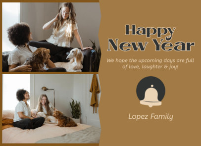 Greeting Card Template With a New Year's-Themed Message Featuring Photos