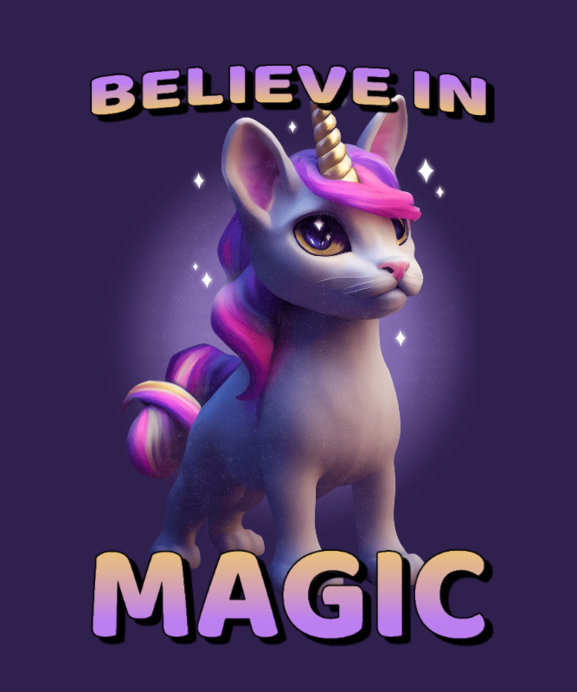 T-Shirt Design Generator Featuring a 3D Unicorn with a Cat Face