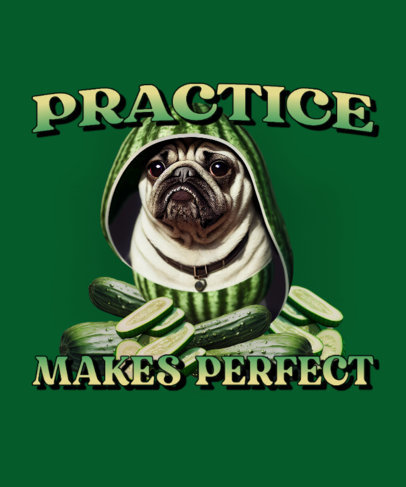 T-Shirt Design Creator Featuring a Hyperrealistic Pug with a Watermelon Helmet 5085g