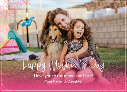 Greeting Card Template for Mother's Day with Flower Graphics
