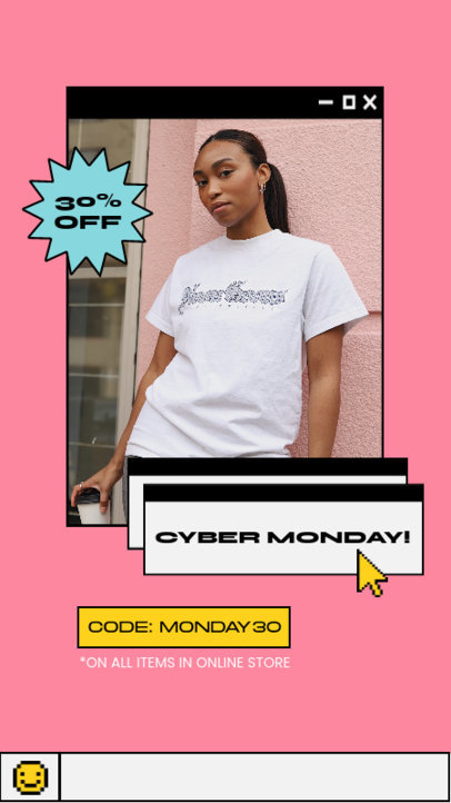 Retro-Themed Instagram Story Maker Featuring a Cyber Monday Promo