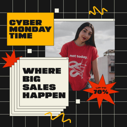 Instagram Post Creator Featuring a Cyber Monday Promo for an Apparel Store