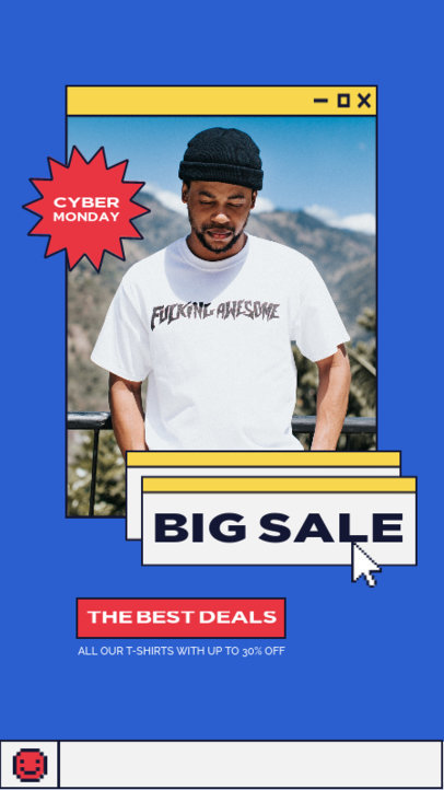Big Sale Instagram Story Template for Cyber Monday Featuring a Retro Theme