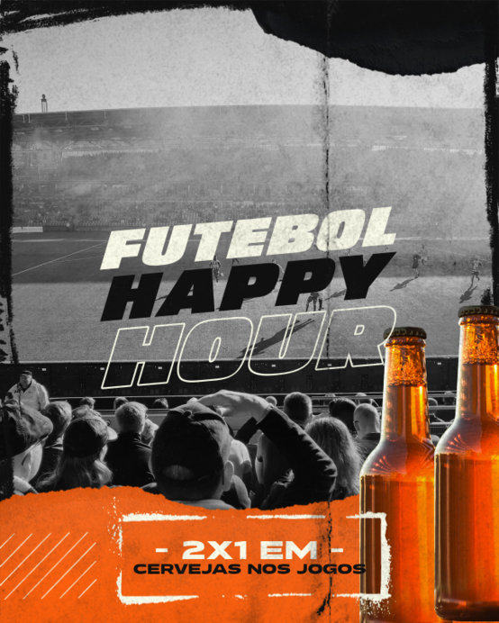 Soccer-Themed Instagram Post Template Featuring a Happy Hour Promo
