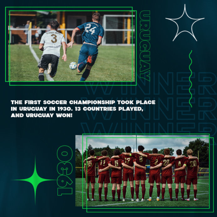 Instagram Post Maker to Share Facts About the Soccer International Championship