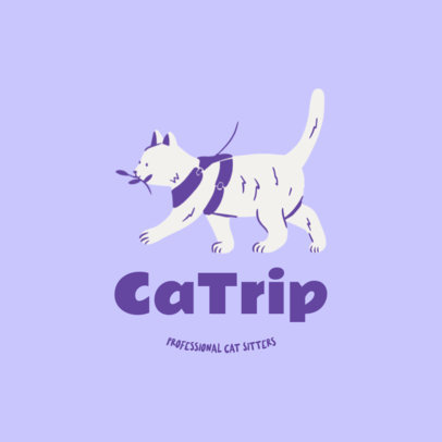 Pet Sitting Service Logo Generator with an Illustrated Cat