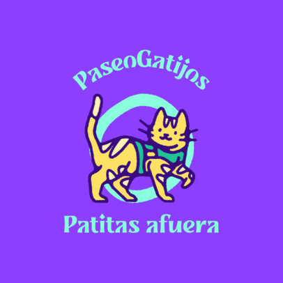 Logo Template for a Pet Walking Service Featuring a Cat Graphic