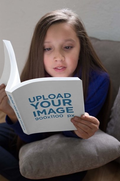 Mockup of a Book Being Read by a Girl