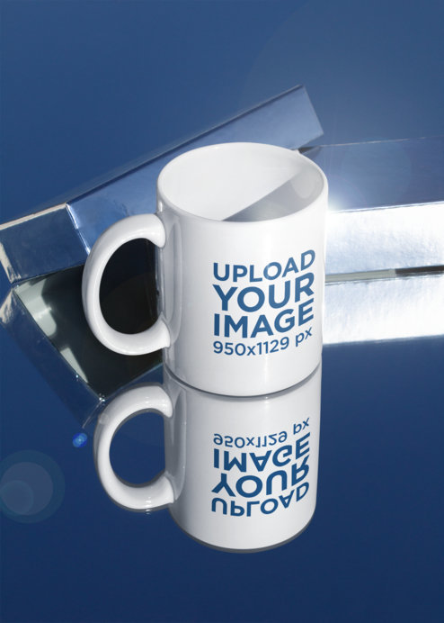 11 oz Coffee Mug Mockup Featuring a Reflective Surface