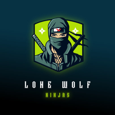 Gaming Logo Template With a Ninja Character Illustration 