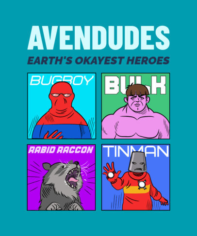 T-Shirt Design Creator Featuring Superhero Graphics Inspired by the Avongers