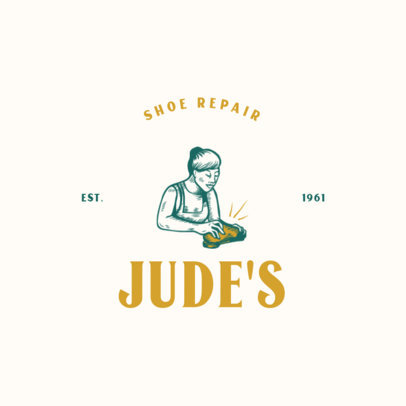Shoe Repair Logo Maker Featuring a Woman Worker Graphic