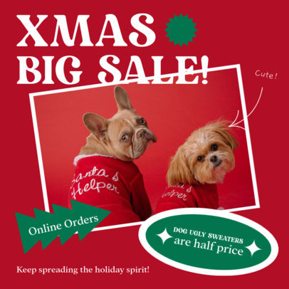 Instagram Post Maker Featuring a Xmas Promo for a Pet Store 5742d-el1