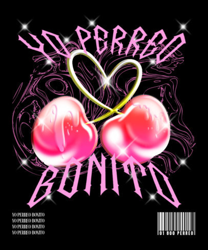 T-Shirt Design Template Featuring Illustrations Inspired by Reggeaton Albums