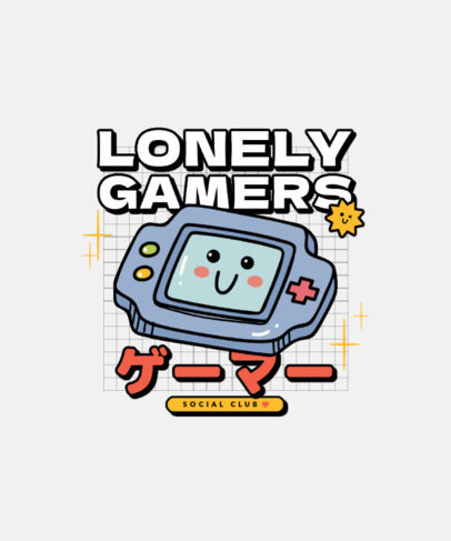 Video Game-Themed T-Shirt Design Maker Featuring a Cute Kawaii Game Console Graphic