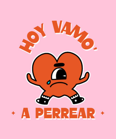 Reggeaton-Themed T-Shirt Design Creator with a Cartoonish Heart Character