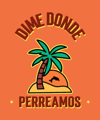 T-Shirt Design Generator Featuring a Palm Tree Illustration and a Reggeaton Song Quote