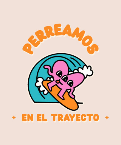 Reggeaton-Inspired T-Shirt Design Maker with a Surfing Heart Character