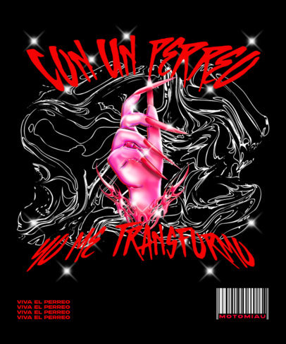 T-Shirt Design Generator Featuring an Illustrated Hand with Long Nails 5108b