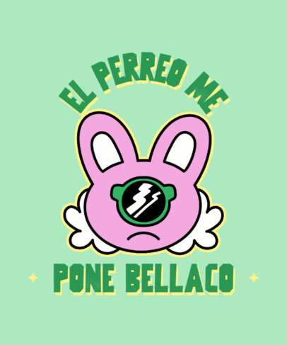 Reggeaton-Themed T-Shirt Design Maker with a Cartoonish Bunny Character