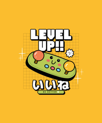 Cute T-Shirt Design Template Featuring a Kawaii Style for Gaming Enthusiasts