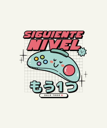 T-Shirt Design Creator for Gamers Featuring a Kawaii-Themed Graphic