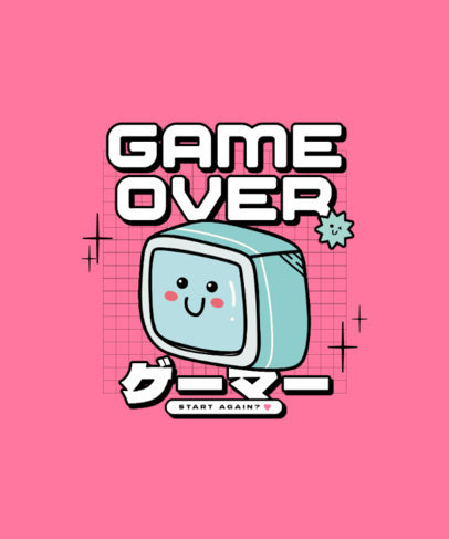 T-Shirt Design Template for Video Game Enthusiasts Featuring a Cartoonish Graphic