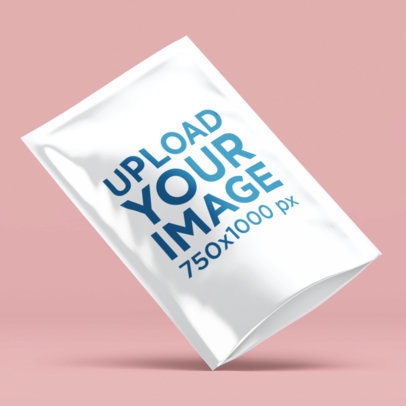 Front-View Mockup of a Tilted Doypack in a Customizable Setting 5452 el1