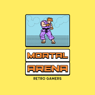 Logo Creator for a Retro Gamers Squad Featuring an 8-bit Fighter Graphic 5483c