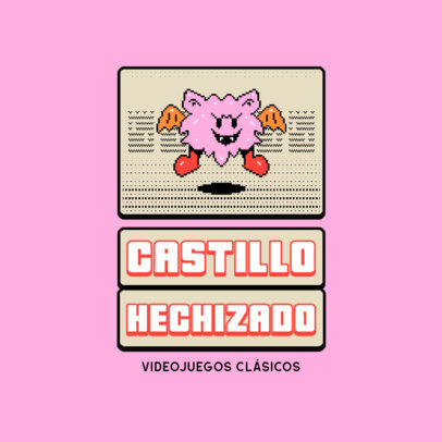 Gaming Logo Template Featuring an 8-bit Flying Creature 5483d