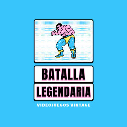 Retro Gaming Store Logo Maker Featuring an 8-bit Wrestler Graphic 5483f