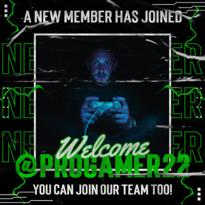 Gaming-Themed Instagram Post Maker to Welcome a New Member
