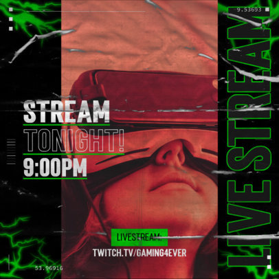 Gaming Livestream Instagram Post Maker to Announce an Event 