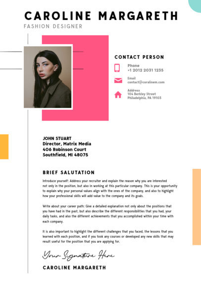 LinkedIn Cover Letter Template for a Fashion Designer Role 5772 el1