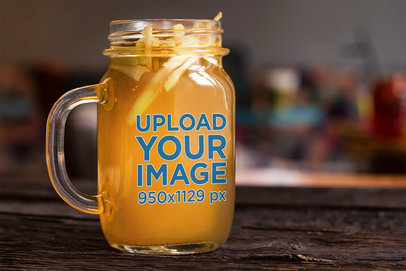 Mockup of a Mason Jar Filled with an Organic Infusion