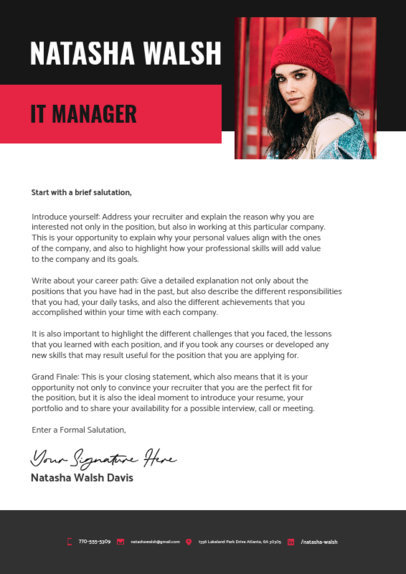 LinkedIn Cover Letter Maker for a Female IT Manager 5764a-el1
