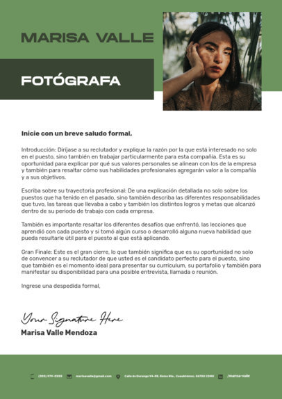 Professional LinkedIn Cover Letter Template for a Photographer 5764d-el1