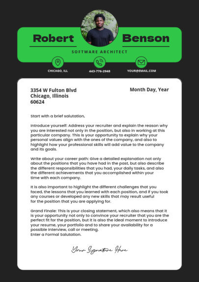 LinkedIn Cover Letter Creator with Colorful Blocks for a Software Architect 5760f-el1