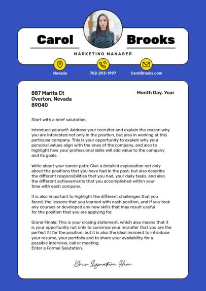 LinkedIn Cover Letter Design Creator Featuring Minimalist Icons 5760b-el1