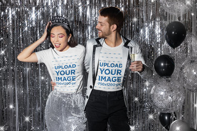 Bella Canvas T-Shirt of a Joyful Man and Woman Celebrating New Year's Day