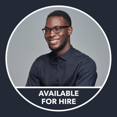 LinkedIn Profile Picture Template with an Available for Hire Text 5759d-el1