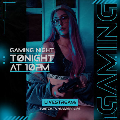 Instagram Post Maker Featuring a Promo for a Gaming Nigh Event